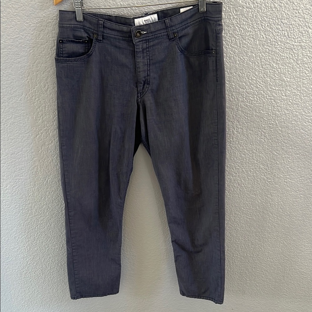 Brax Men Feel Good Bluish Gray Cooper Fancy cotton blend pants mens 35/32